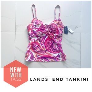 NWT Lands’ End tankini size 4 swimsuit pink paisley new with tags